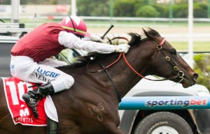 Kuroshio winning the Mitty's McEwen Stakes at Moonee Valley - photo by Race Horse Photos Australia