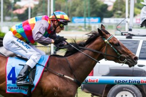 Jessy Belle winning the Emsley Lodge Handicap at Moonee Valley ridden by Chris Symons and trained by Luke Oliver - (photo by Steven Dowden/Race Horse Photos Australia)