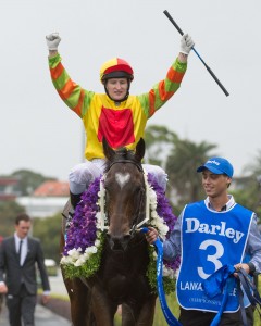 Craig Newitt after winning the TJ Smith Stakes on Lankan Rupee